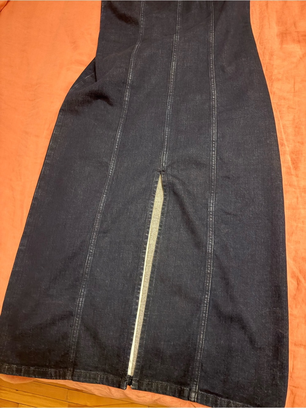 Abercrombie & Fitch Dark Blue Denim Midi Dress, Bodycon with Front Slit